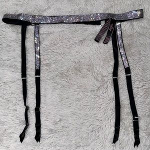 Victoria's Secret Black Shine Garter Belt M / L